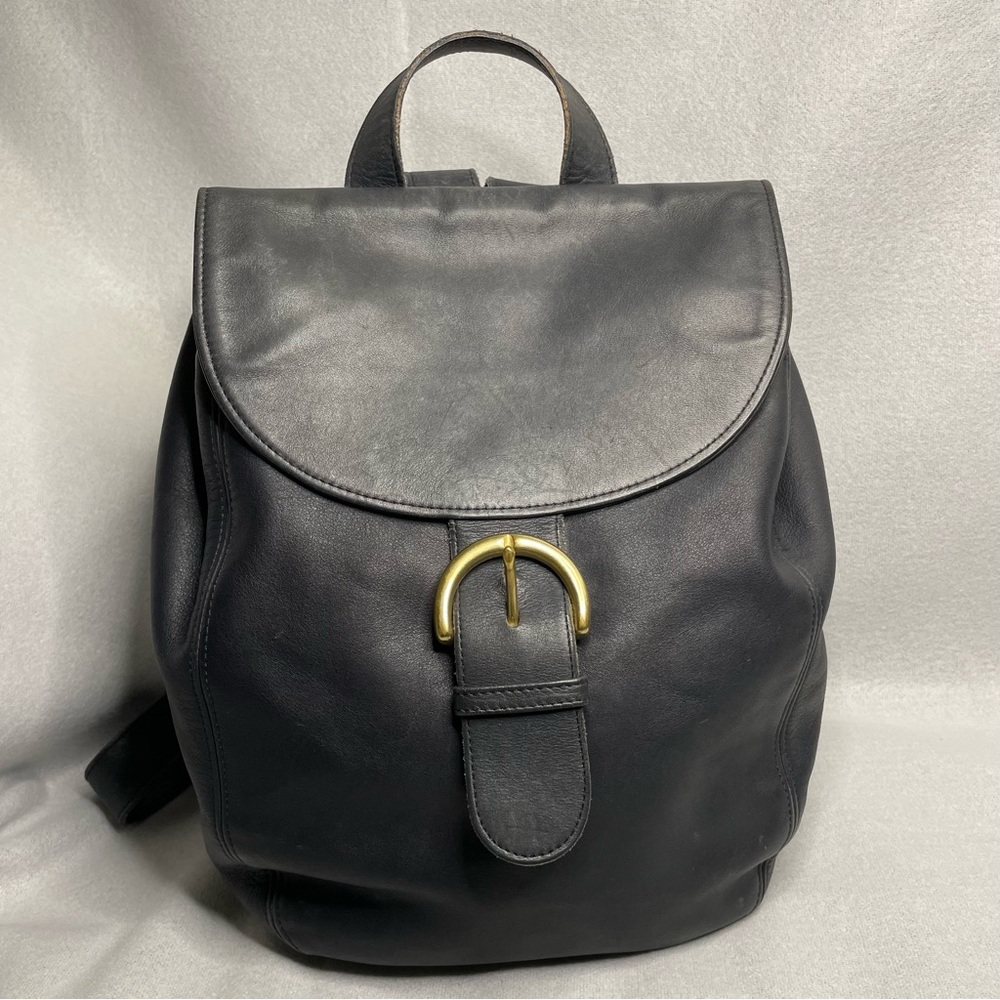 Vintage Coach Backpack Back Sac Dark Navy Leather